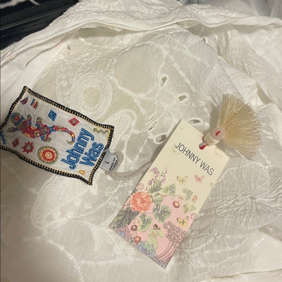 New New Johnny Was Women's Ruffle Kimono, White, Top - Picture 9 of 13